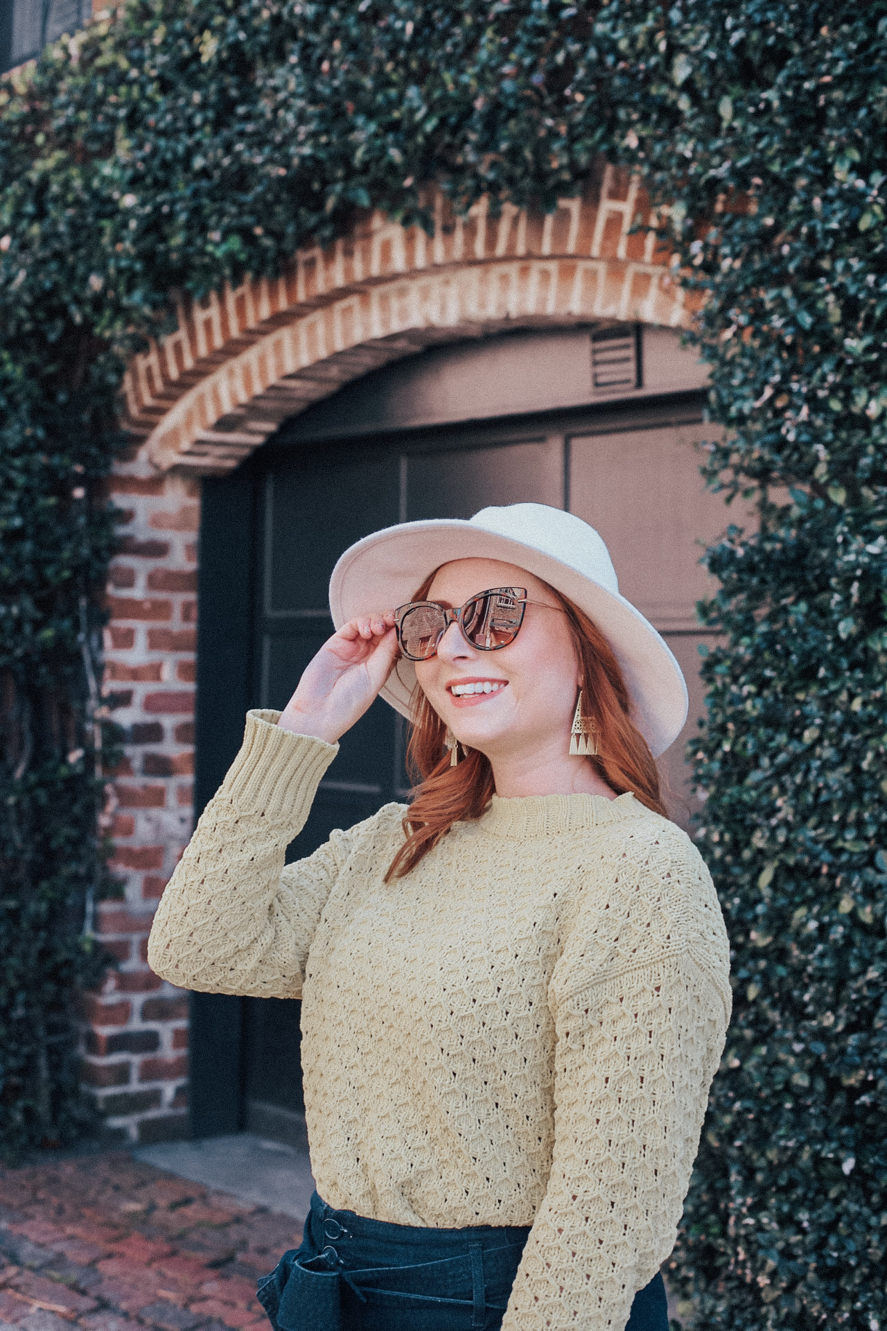 What To Pack for Savannah | Yellow Crewneck Sweater + Belted Denim | What To Wear in Savannah In February | Savannah, Georgia Packing List | Affordable by Amanda