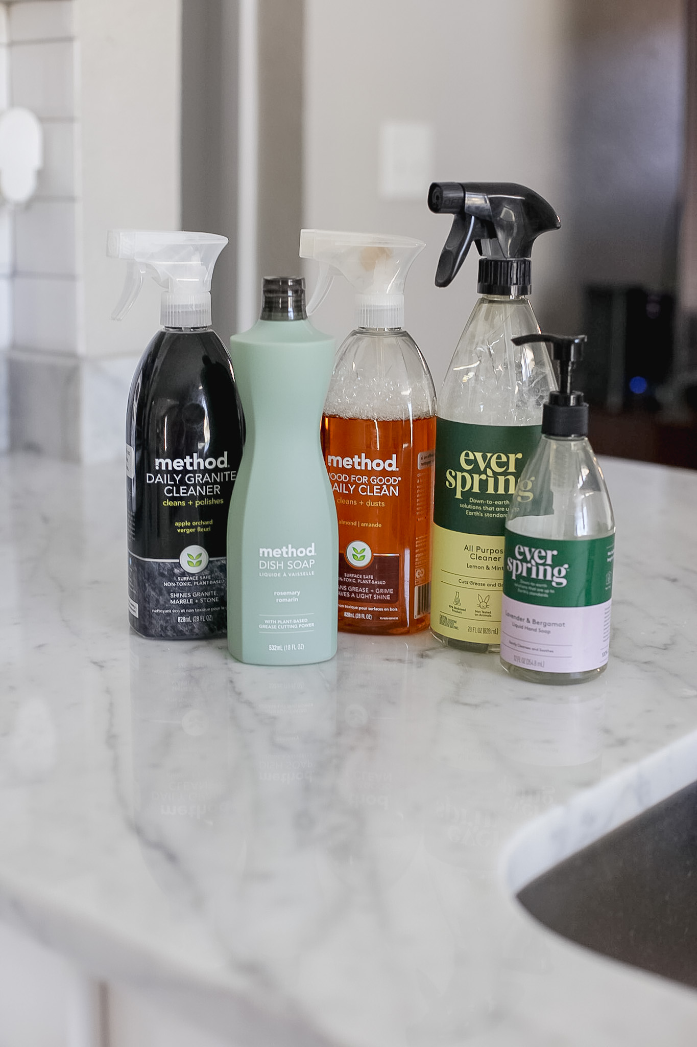 Method Liquid Dish Soap Rosemary | Method Daily Granite Cleaner | Free & Clear Foaming Hand Soap | Method Cleaning Products Wood for Good Polish