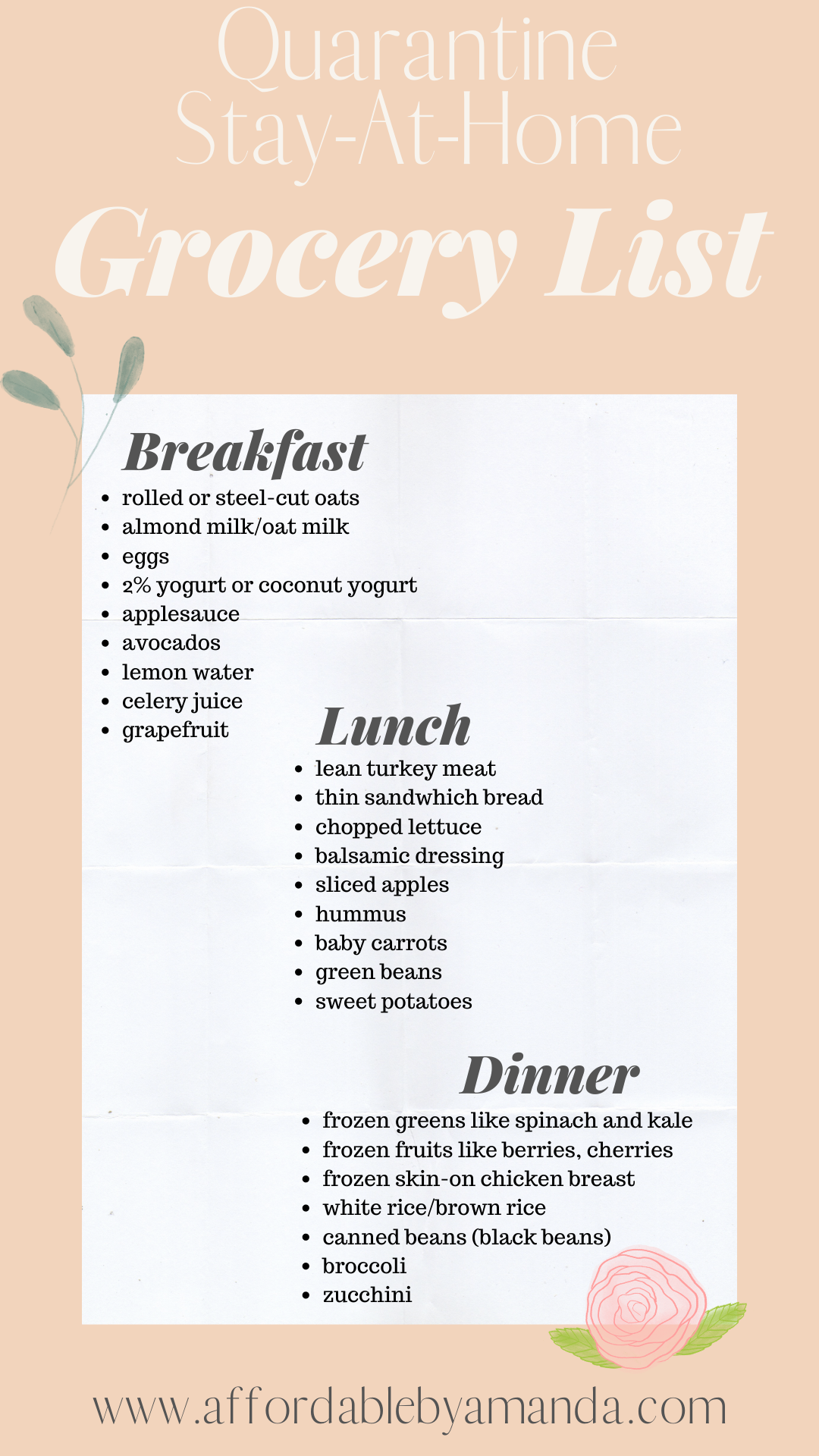 quarantine at home routine | Grocery List - At Home - Grocery List