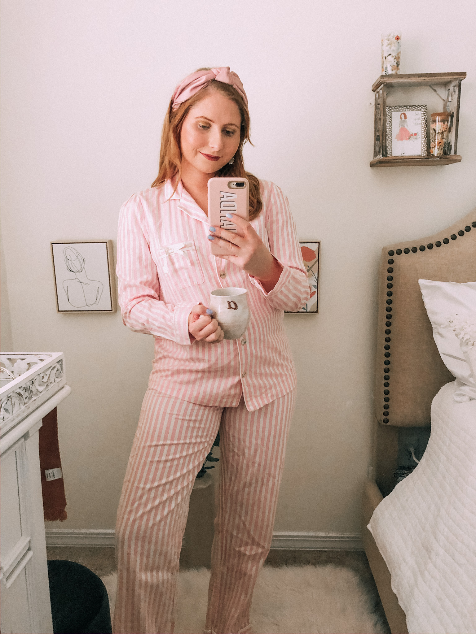 quarantine at home routine | Women's Striped Beautifully Soft Long Sleeve Notch Collar and Short Pajama Set