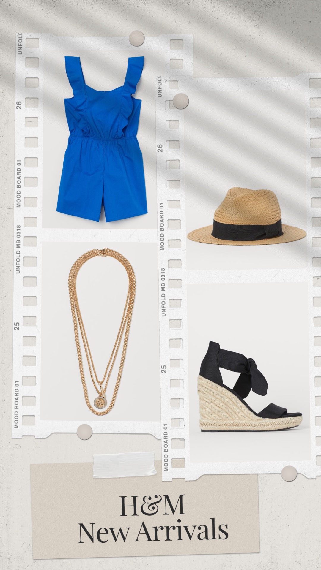 H&M Summer Outfit and New Arrivals 2020 | Flounce Trim Romper | 3-pack Necklaces | Straw Hat with Grosgrain Band | Wedge-heeled Sandals