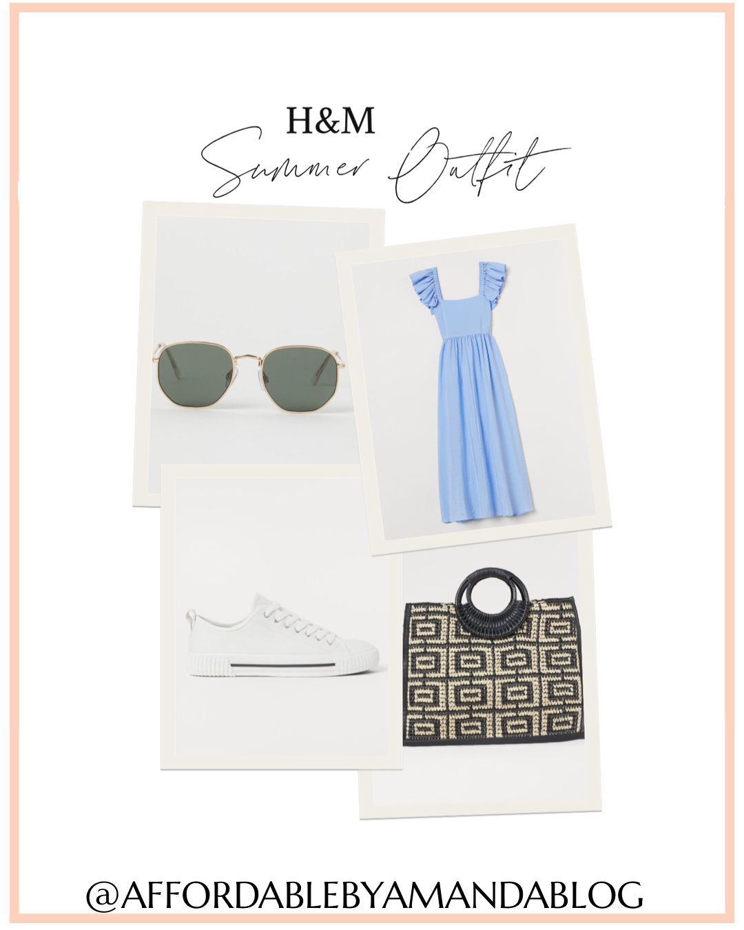 H&M Lyocell-blend Dress | Paper Straw Shopper Bag | H&M Sneakers | Sunglasses 