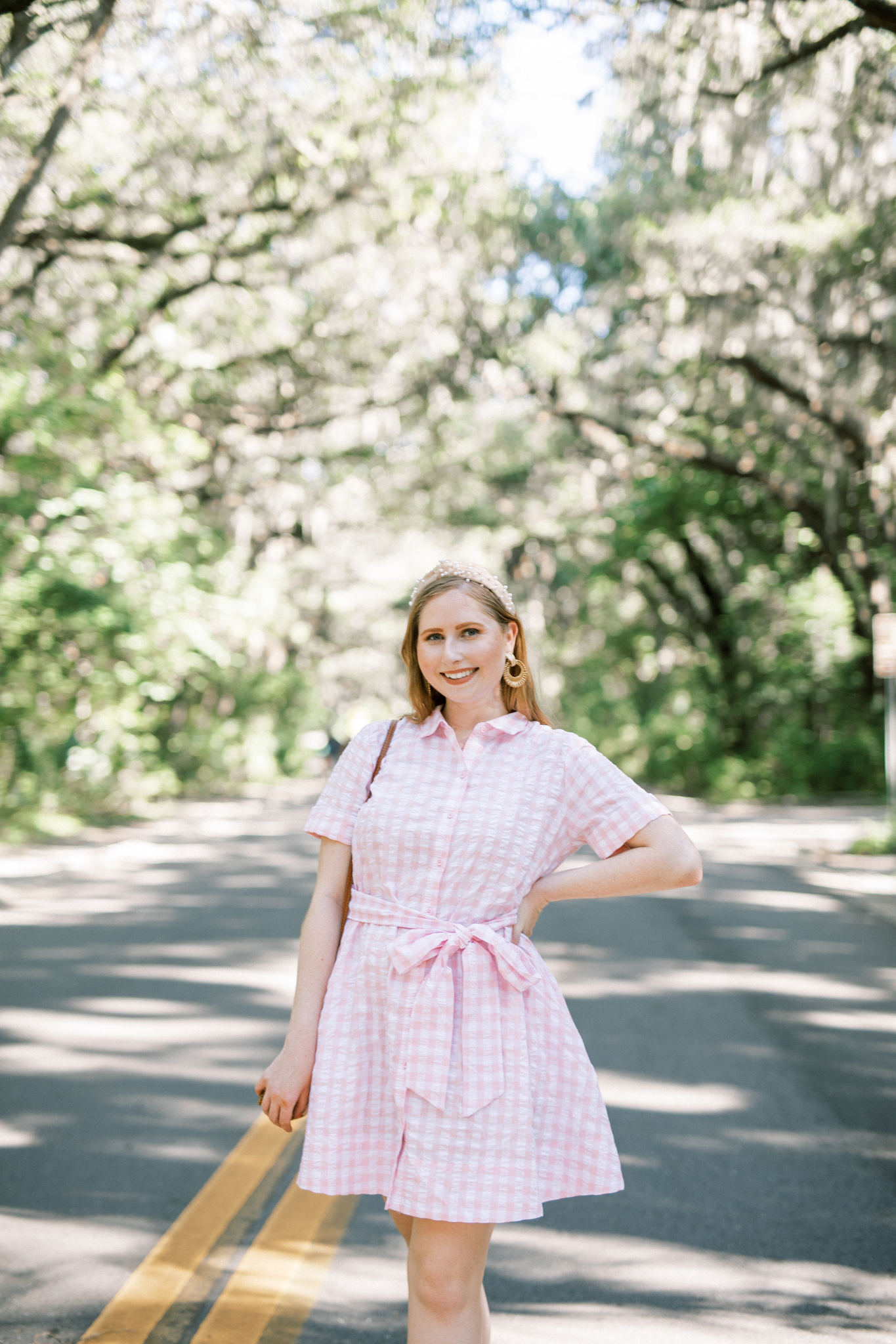 Affordable Gingham Shirtdress for Summer | Women's Gingham Button-Front Shirtdress - Lisa Marie Fernandez for Target and White Nike Sneakers | Affordable by Amanda, Florida Style Blogger 