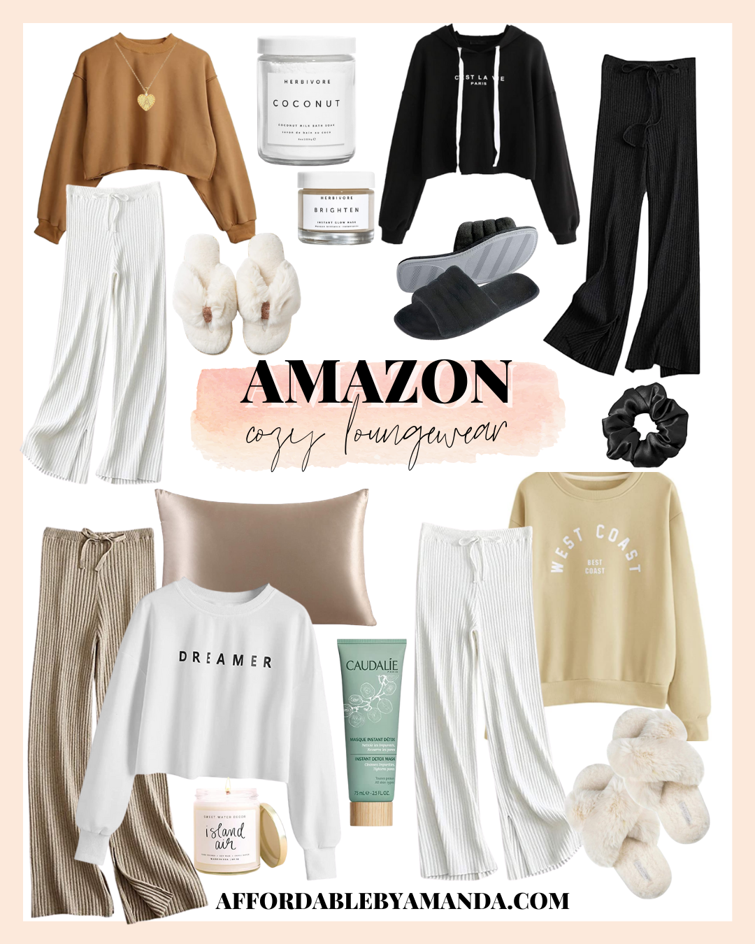 Amazon Cozy Loungewear | SANGTREE Women's Cashmere Wide Leg Pants | Best Loungewear on Amazon | Affordable Cozy Loungewear on Amazon for Women | Affordable by Amanda, Florida Style Blogger 