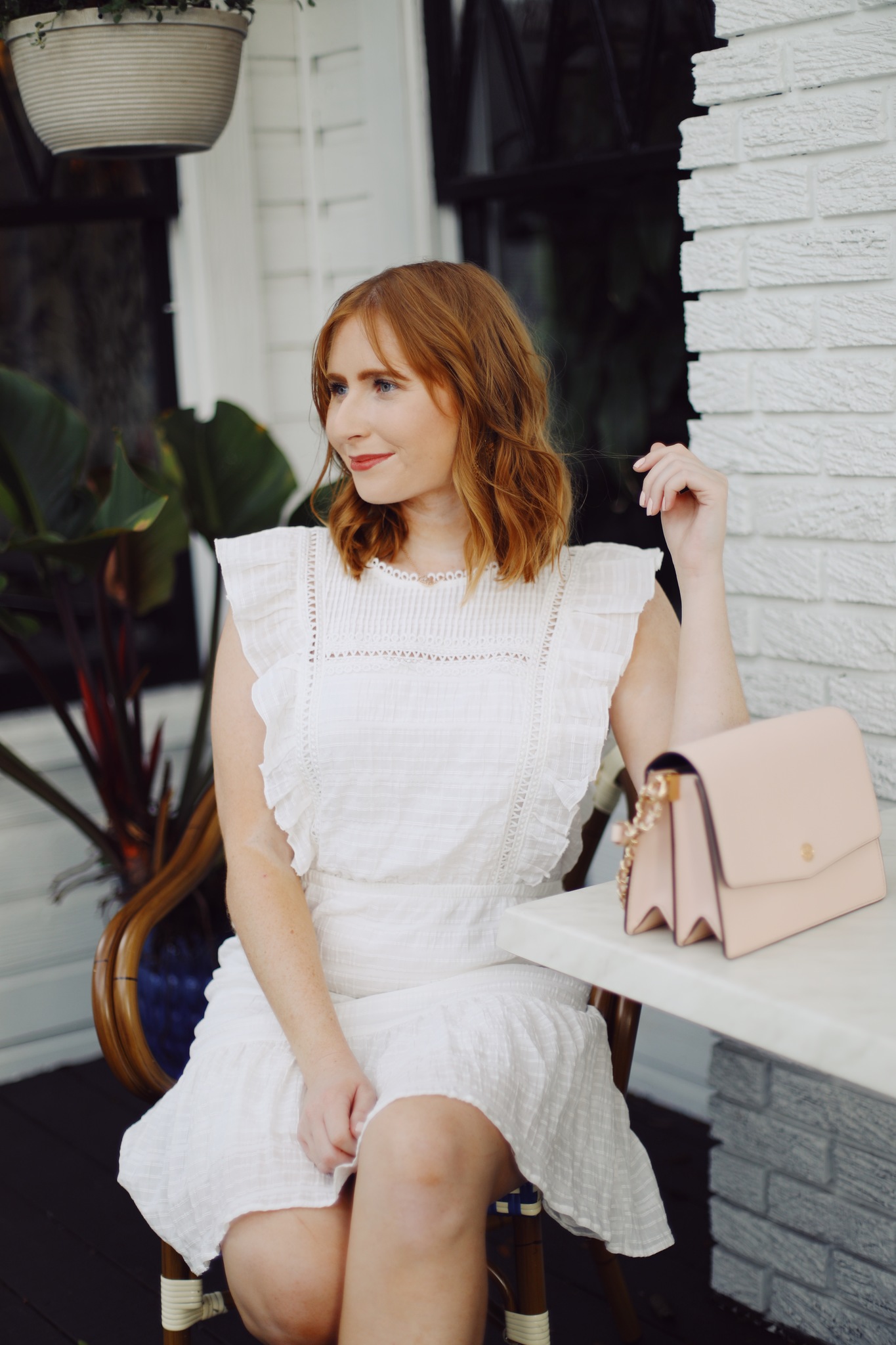 Cute Little White Dress | Women's Sleeveless Ruffle Apron Front Short Dress - Wild Fable™ | Affordable by Amanda, Florida Style Blogger Wears a White Cotton Mini Dress