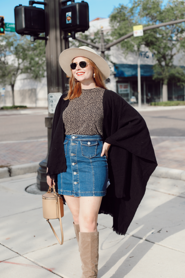 How to Wear a Black Poncho Wrap - Affordable by Amanda