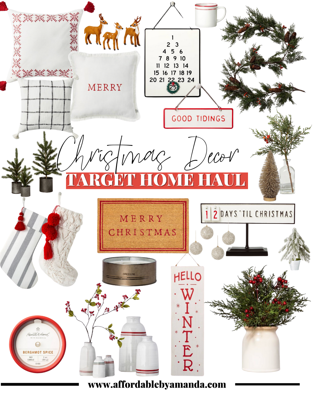 Target Christmas Decor 2020 - 6' Faux Red Berries with Pinecones Garland - Holiday Décor - Hearth & Hand™ with Magnolia - Affordable by Amanda