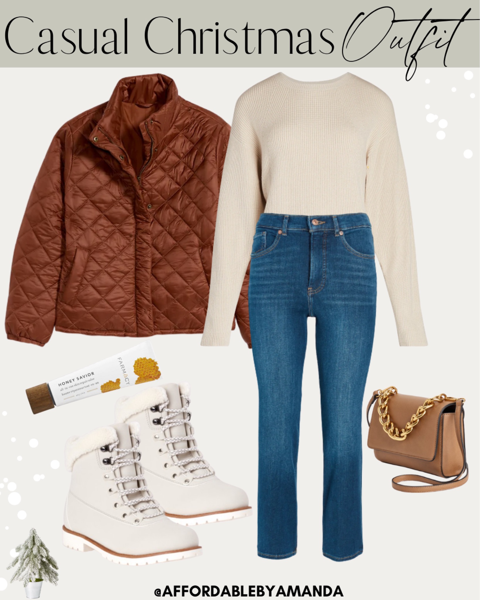 Lightweight Diamond-Quilted Nylon Puffer Jacket for Women - Affordable by Amanda shares Christmas Outfit Inspiration