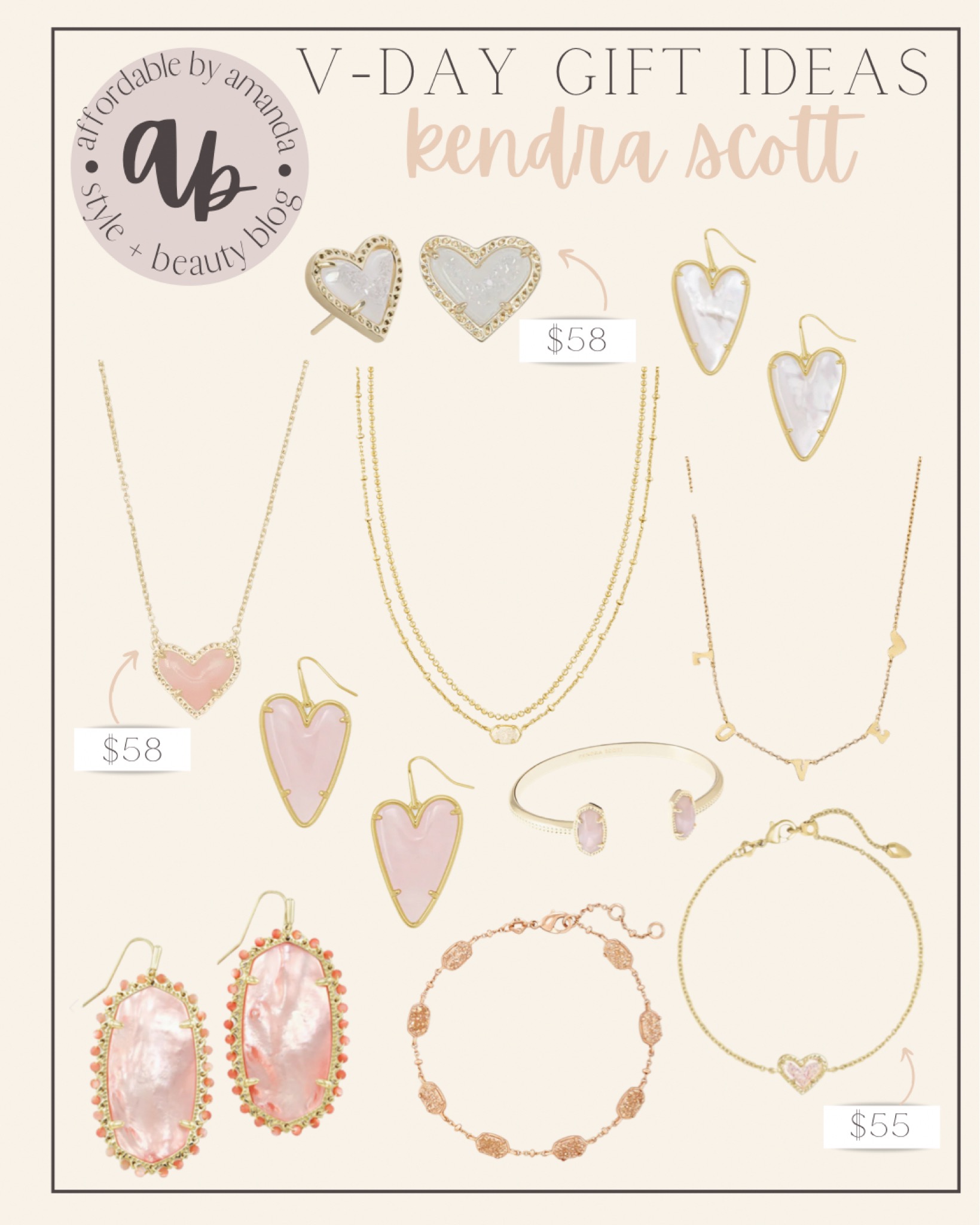 50 Valentine's Day Gifts for Her 2021 - Affordable by Amanda | Kendra Scott Valentine's Day Gifts for Her