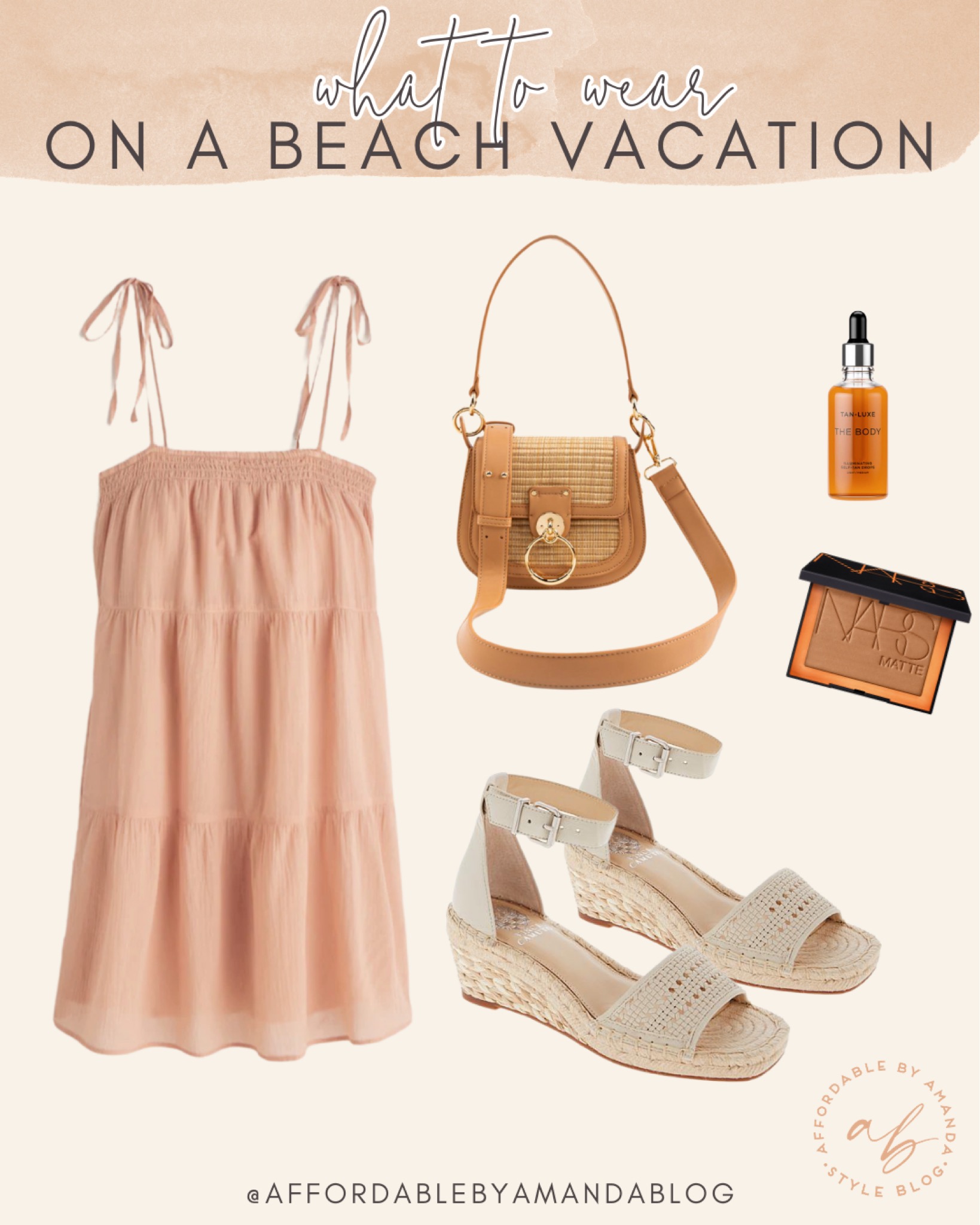 Abercrombie & Fitch Tie-Strap Trapeze Mini Dress - Affordable by Amanda shares her beach vacation outfit ideas. 