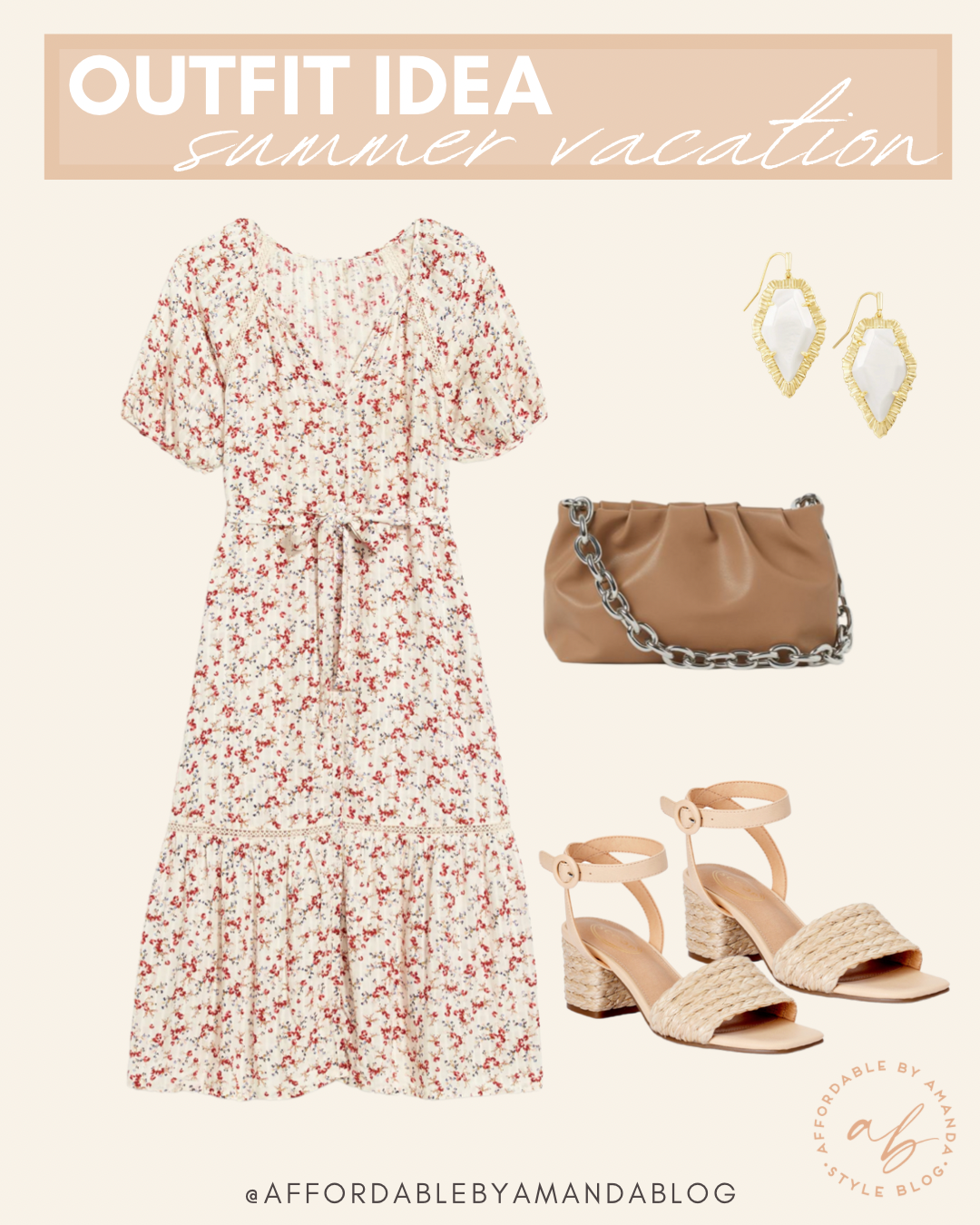 Floral Tiered Tie-Belt Shift Dress for Women - Summer Outfit Ideas 2021 - Affordable by Amanda