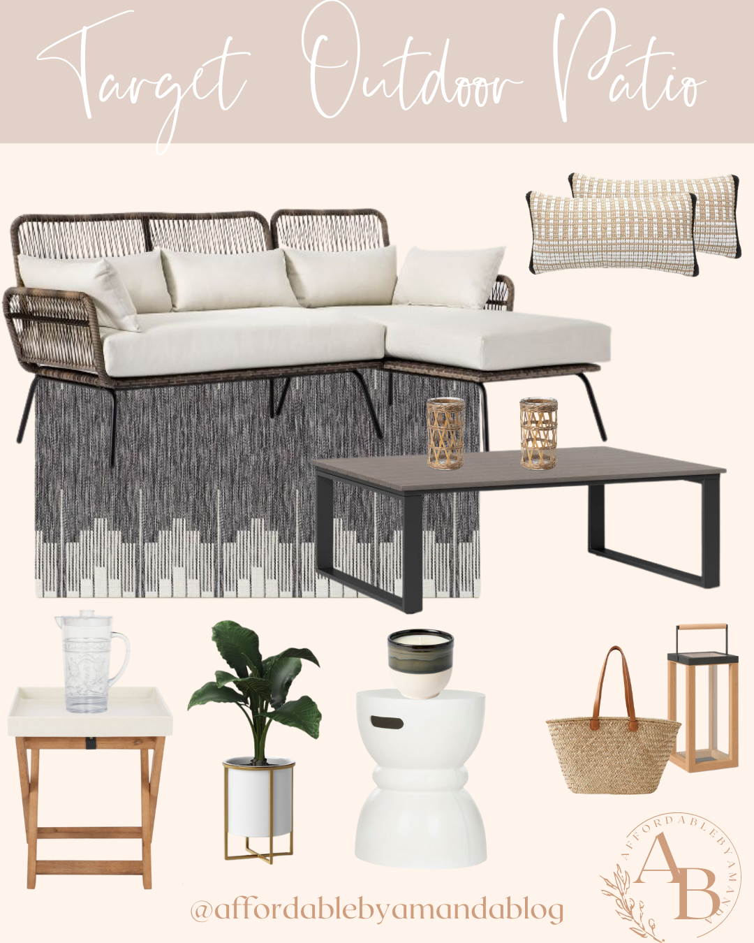 Latigo Patio Sectional Brown/Linen - Opalhouse™ - Outdoor Living Space Ideas - Affordable by Amanda