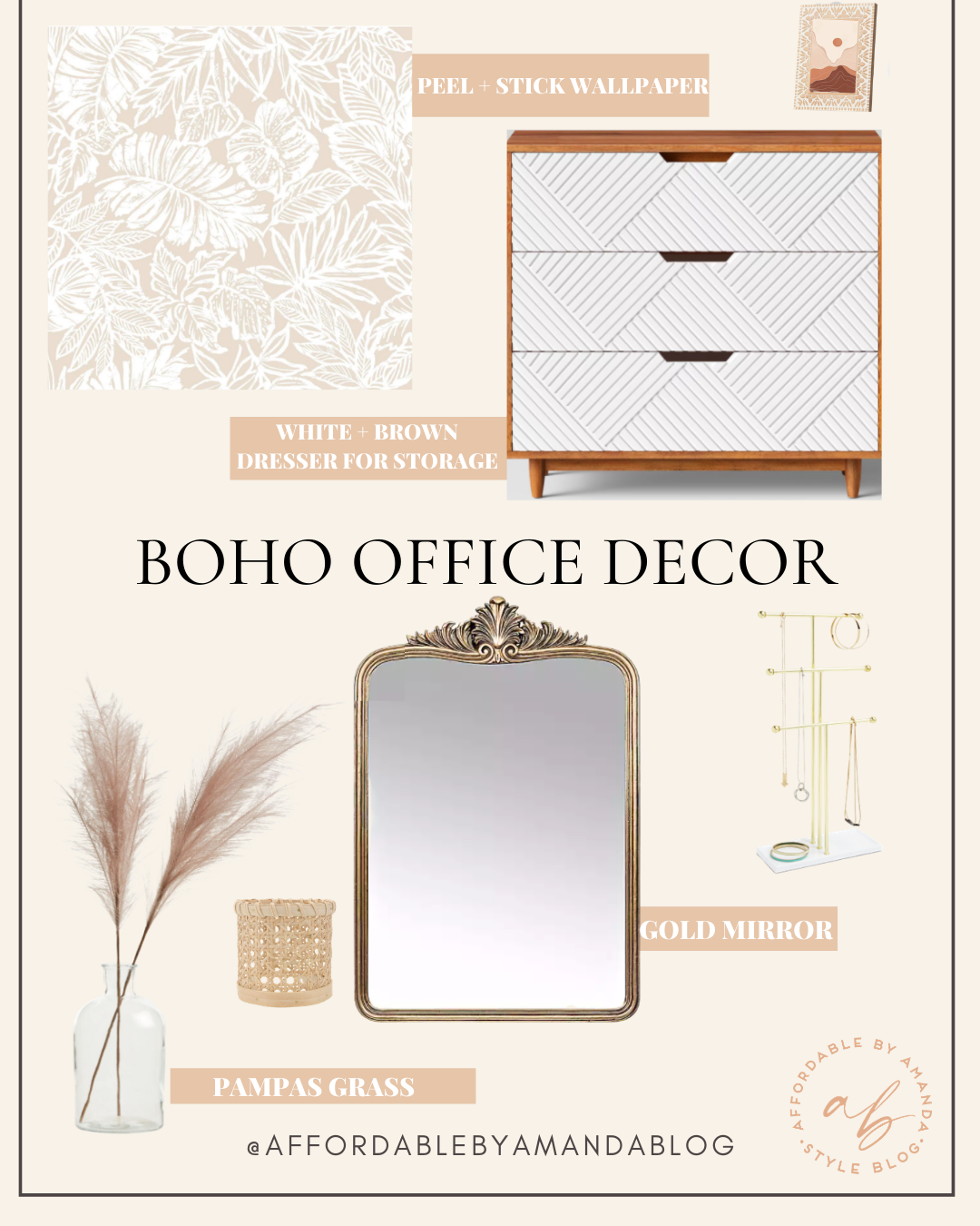 Boho Office Decor - Updates to My Boho Home Office - Affordable by Amanda
