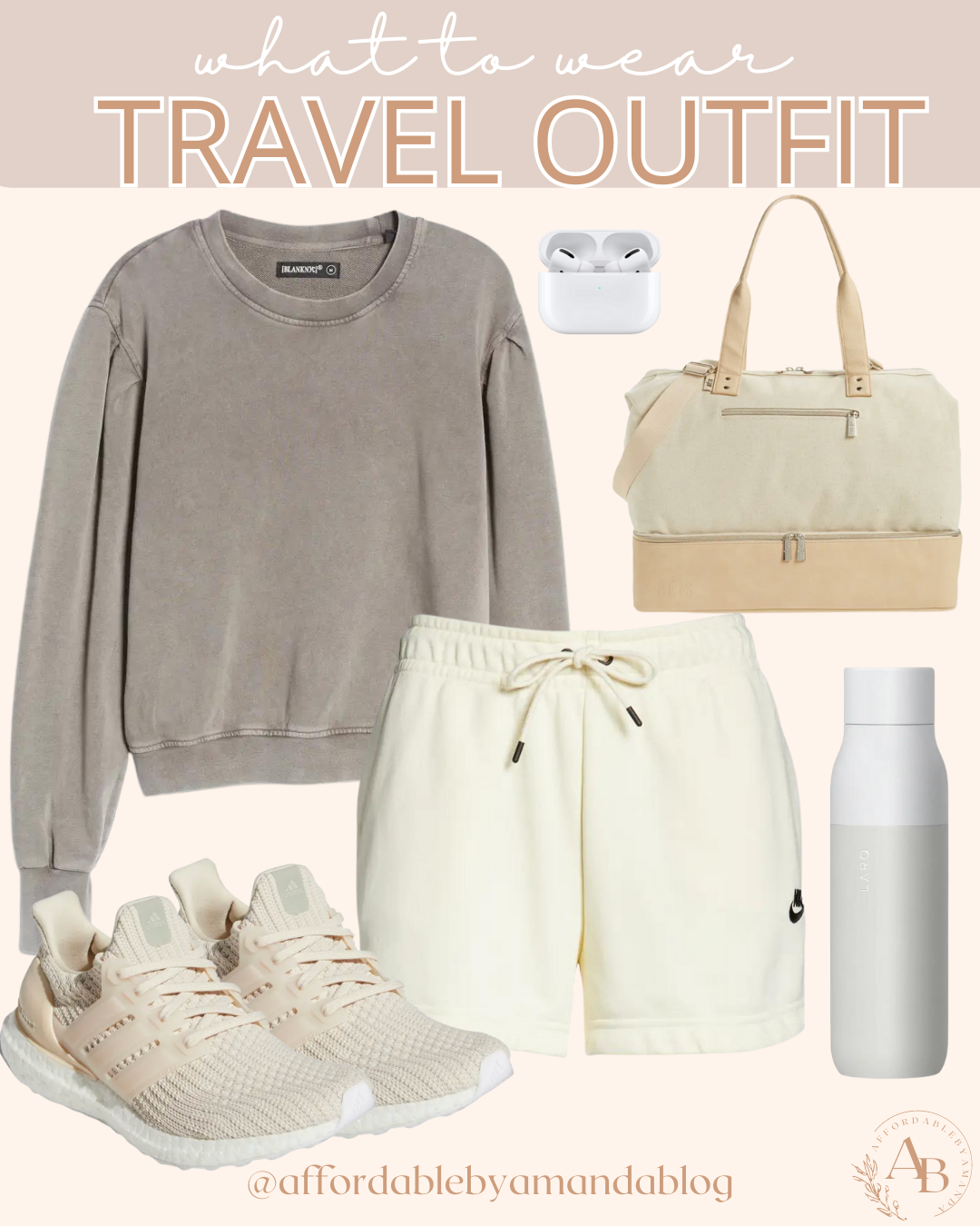 BLANKNYC French Terry Sweatshirt | NIKE Essential Shorts | Travel Outfit Idea 2021