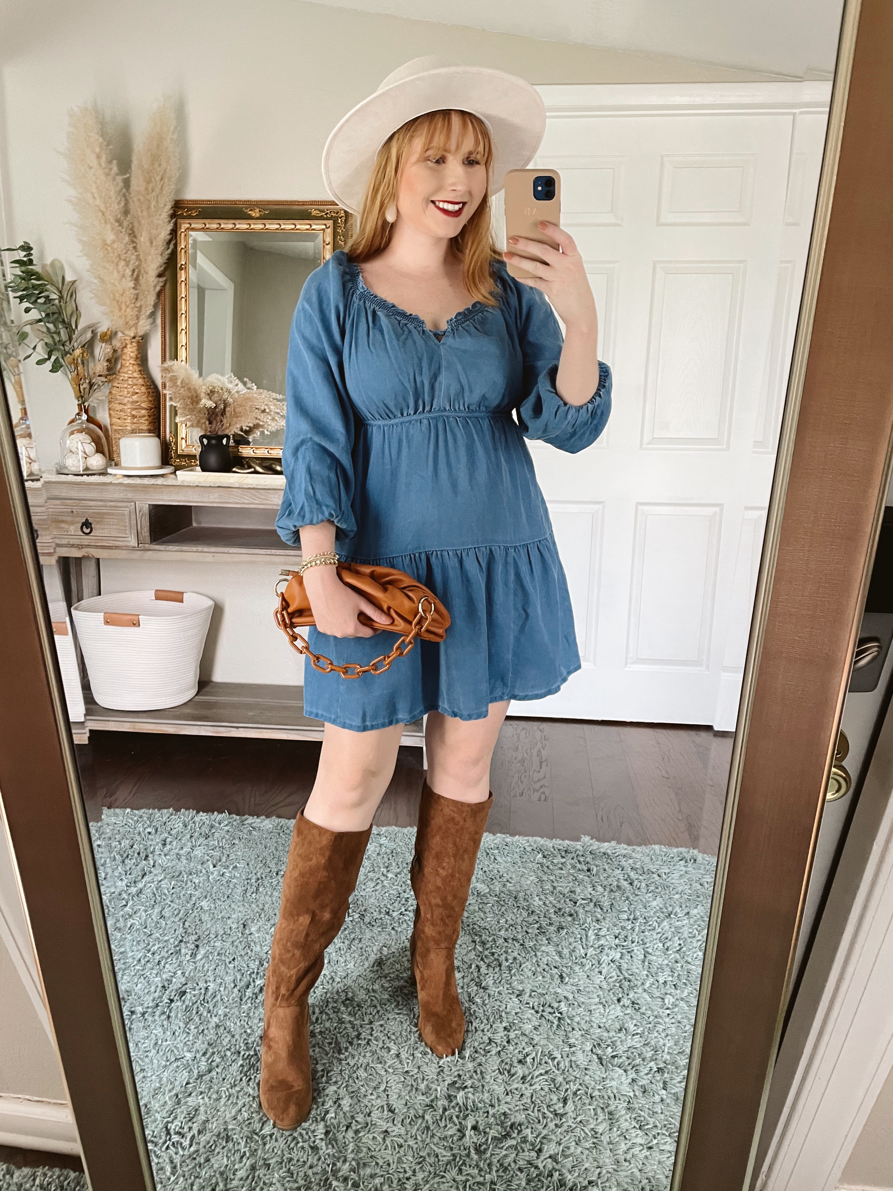 Old Navy dresses to wear with tall boots. I love a shorter skirt with
