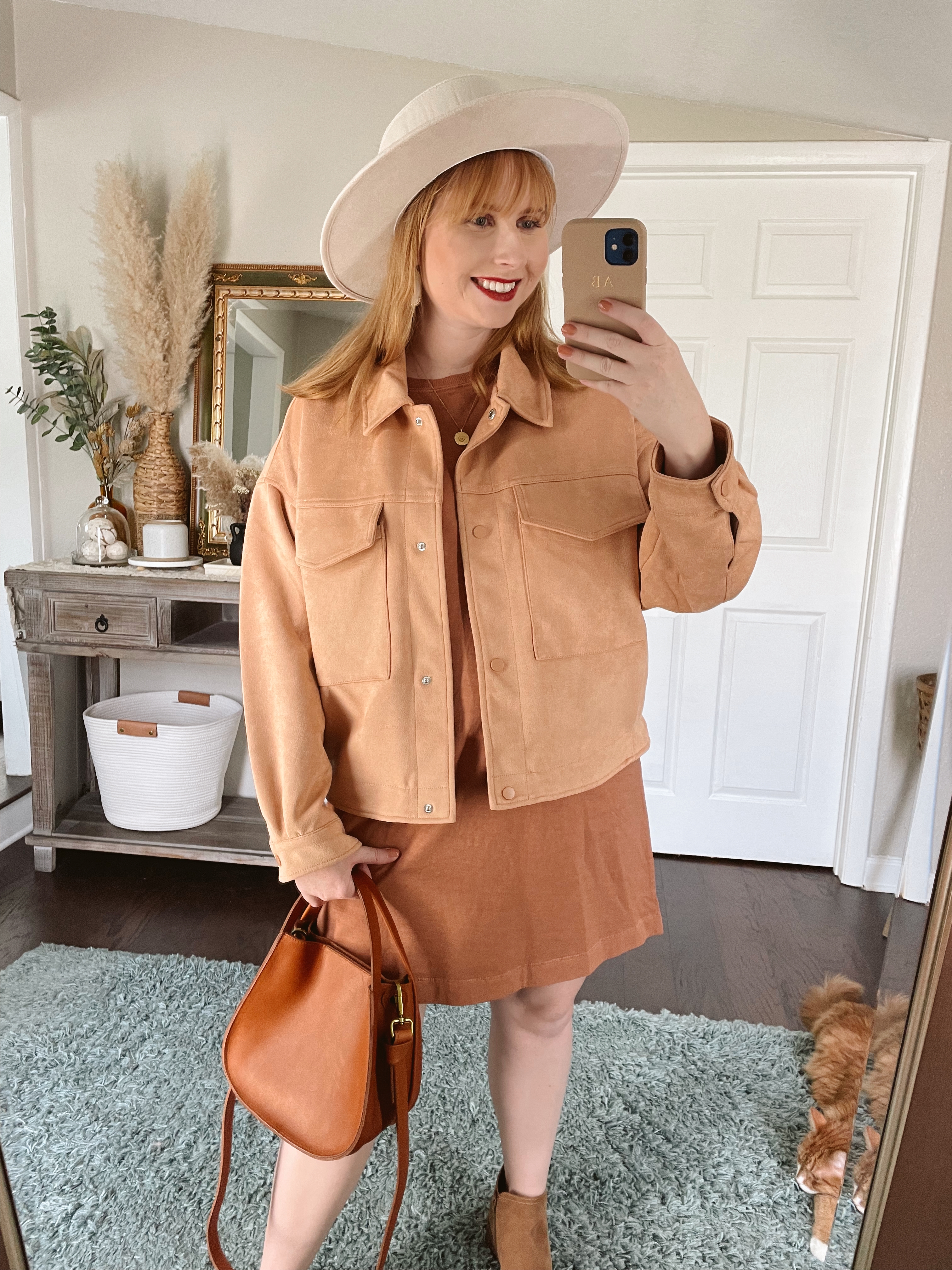 Scoop Women's Oversized Cropped Faux Suede Jacket - Loose Vintage Garment-Dyed T-Shirt Shift Dress - 4 Fall Looks from Old Navy