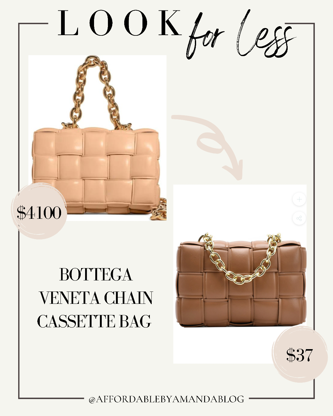 BOTTEGA VENETA Calfskin The Pouch Chain Cammello | Look for Less | Affordable by Amanda