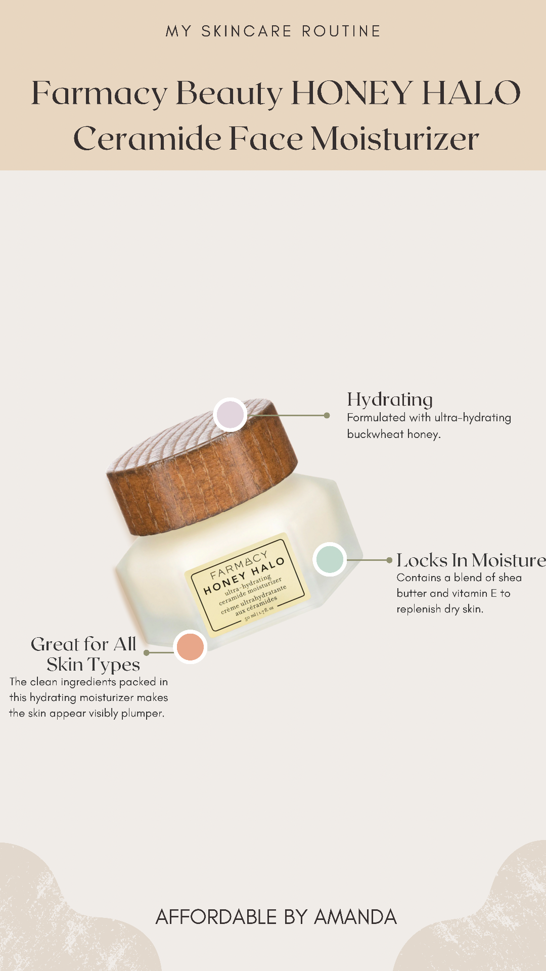 Farmacy Beauty Honey Halo Ceramide Face Moisturizer Review - My Farmacy Beauty Skin Care Routine | Affordable by Amanda