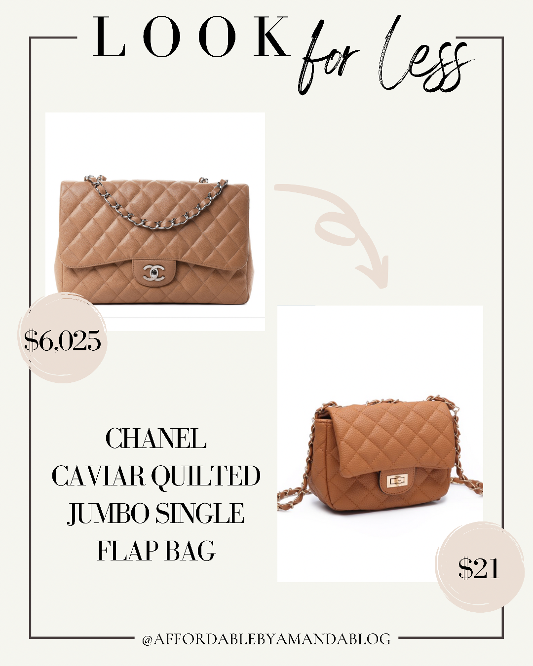 Look for Less | Chanel Caviar Quilted Jumbo Single Flap Bag | Affordable by Amanda