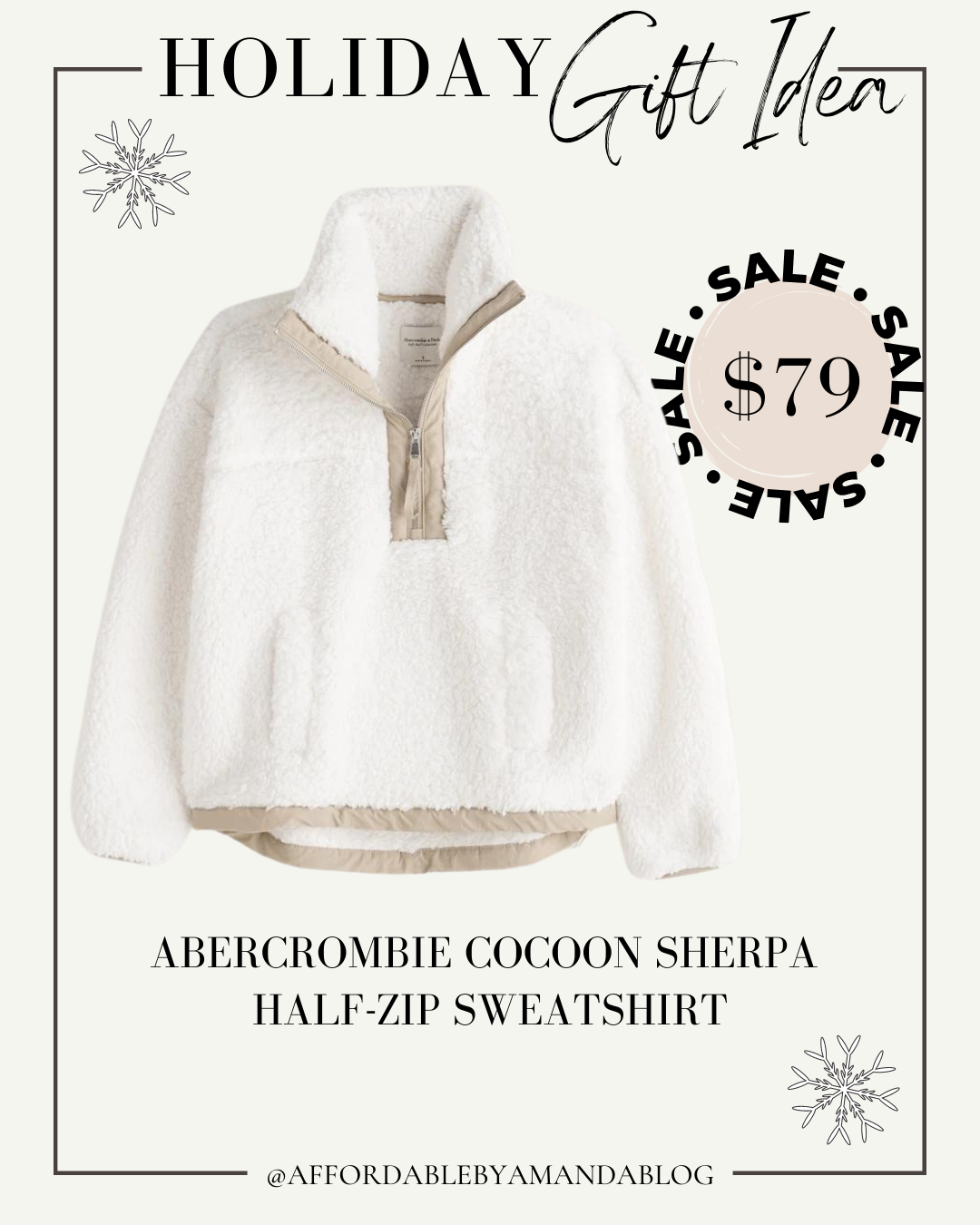 Gifts Under $100. Abercrombie & Fitch Women's Cocoon Sherpa Half-Zip Sweatshirt - Affordable by Amanda 