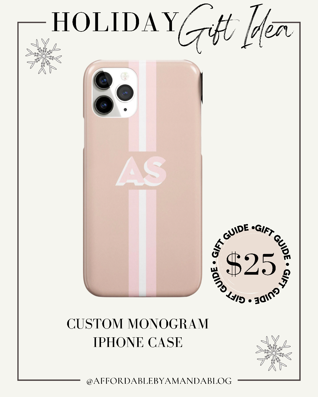 10 Gifts Under $100 - ETSY Personalized Monogram iPhone Case - Holiday Gift Guide for Her - Affordable by Amanda
