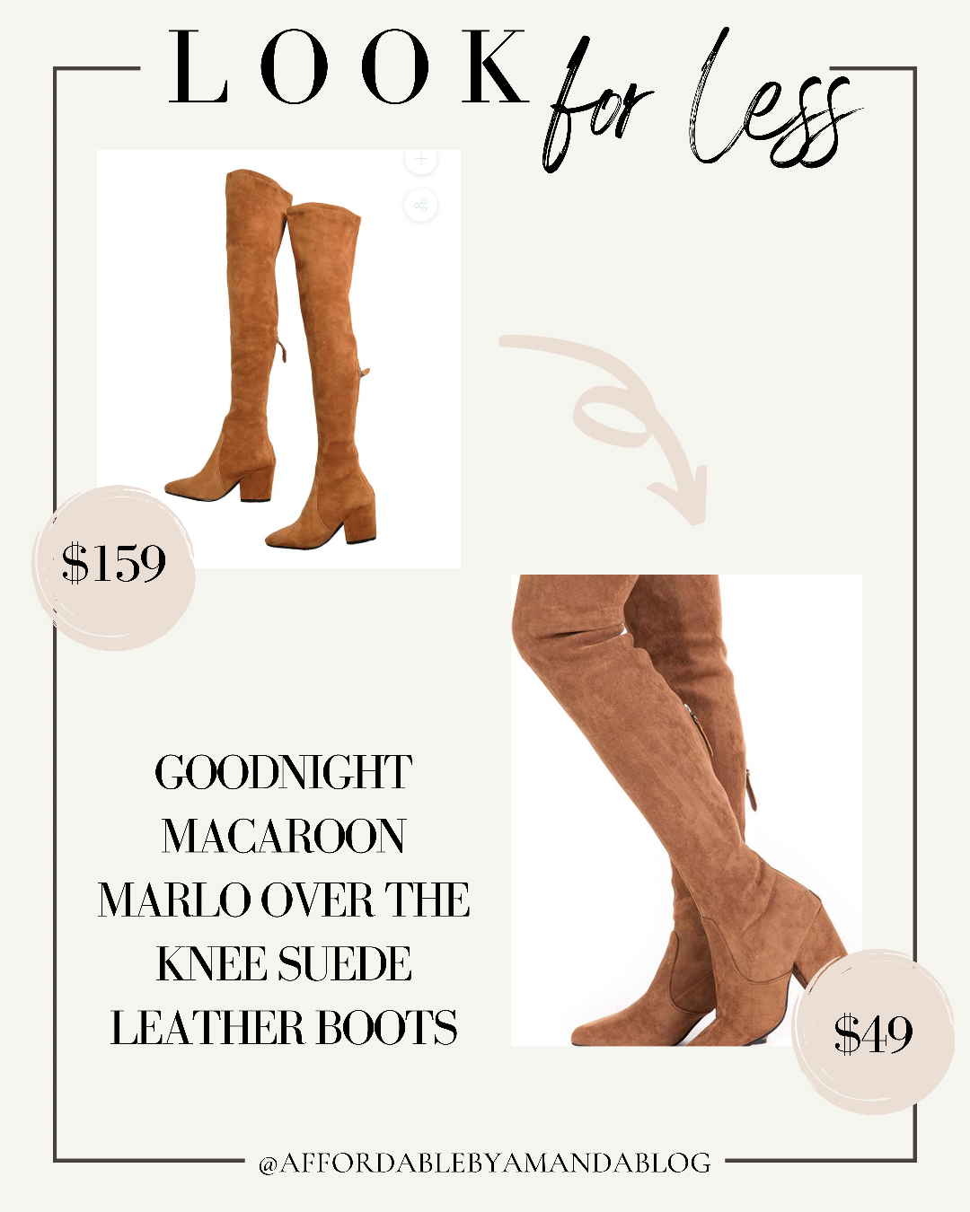 Goodnight Macaroon 'Marlo' Tan Over The Knee Suede Leather Boots | Affordable by Amanda