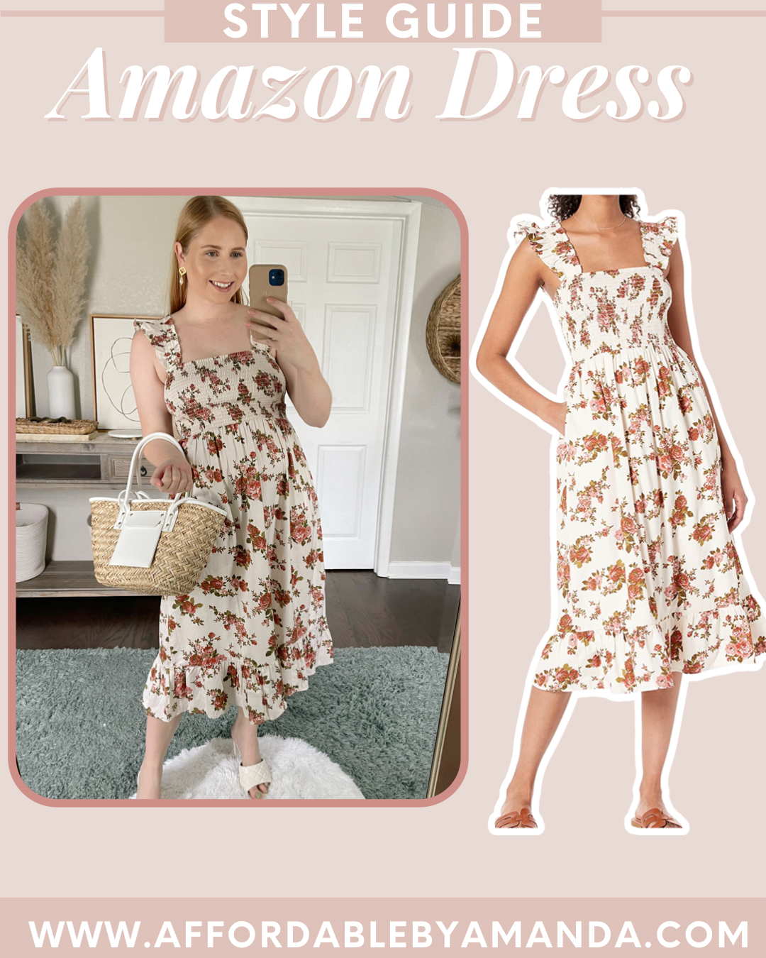 The Drop Women's Kimi Ruffled Shoulder Smocked Midi Dress, Rosette Floral, Amazon Summer Dresses