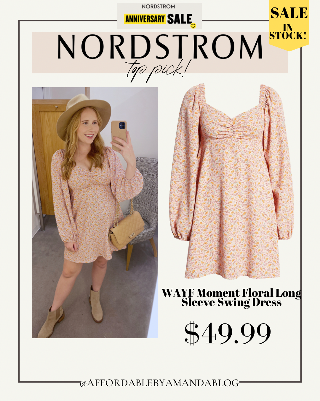 WAYF Moment Floral Long Sleeve Swing Dress - Affordable by Amanda shares her top Nordstrom Anniversary Sale 2022 Fall Finds