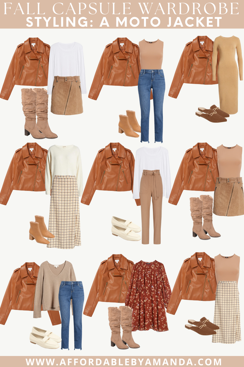 Capsule Wardrobe For Fall 2022 - How to Style a Faux Leather Moto Jacket for Fall 2022