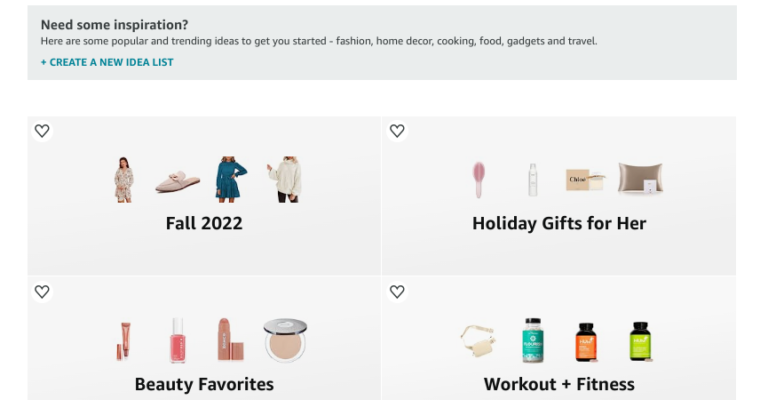 create new idea list amazon