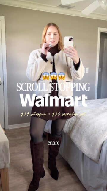 Scroll stopping fall outfit 😱🍂 say “SH0P” & I’ll get you details on this chic @walmart outfit because this $39 Faux Shearling Button Down Jacket will sell out! 

Walmart fall style 2026 • Walmart fashion finds 2026 • Walmart new arrivals • Walmart Sherpa jacket • Walmart outfit ideas • size 10 fashion finds • Walmart outfit idea • scenario at Walmart • Walmart new brand scenario #walmartfashion #walmartfinds #walmarttryon