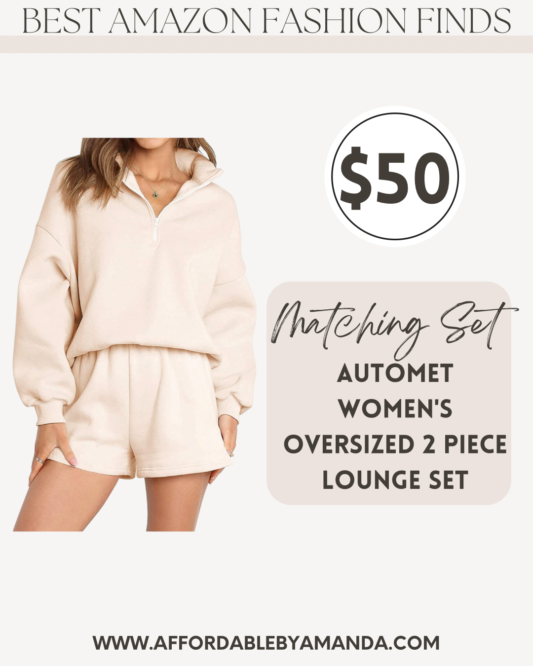 AUTOMET Women's Oversized 2 Piece Lounge Set - Affordable by Amanda