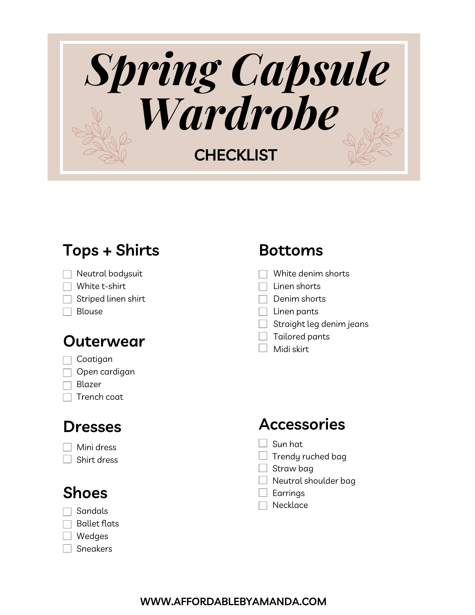 Spring Capsule Wardrobe Checklist