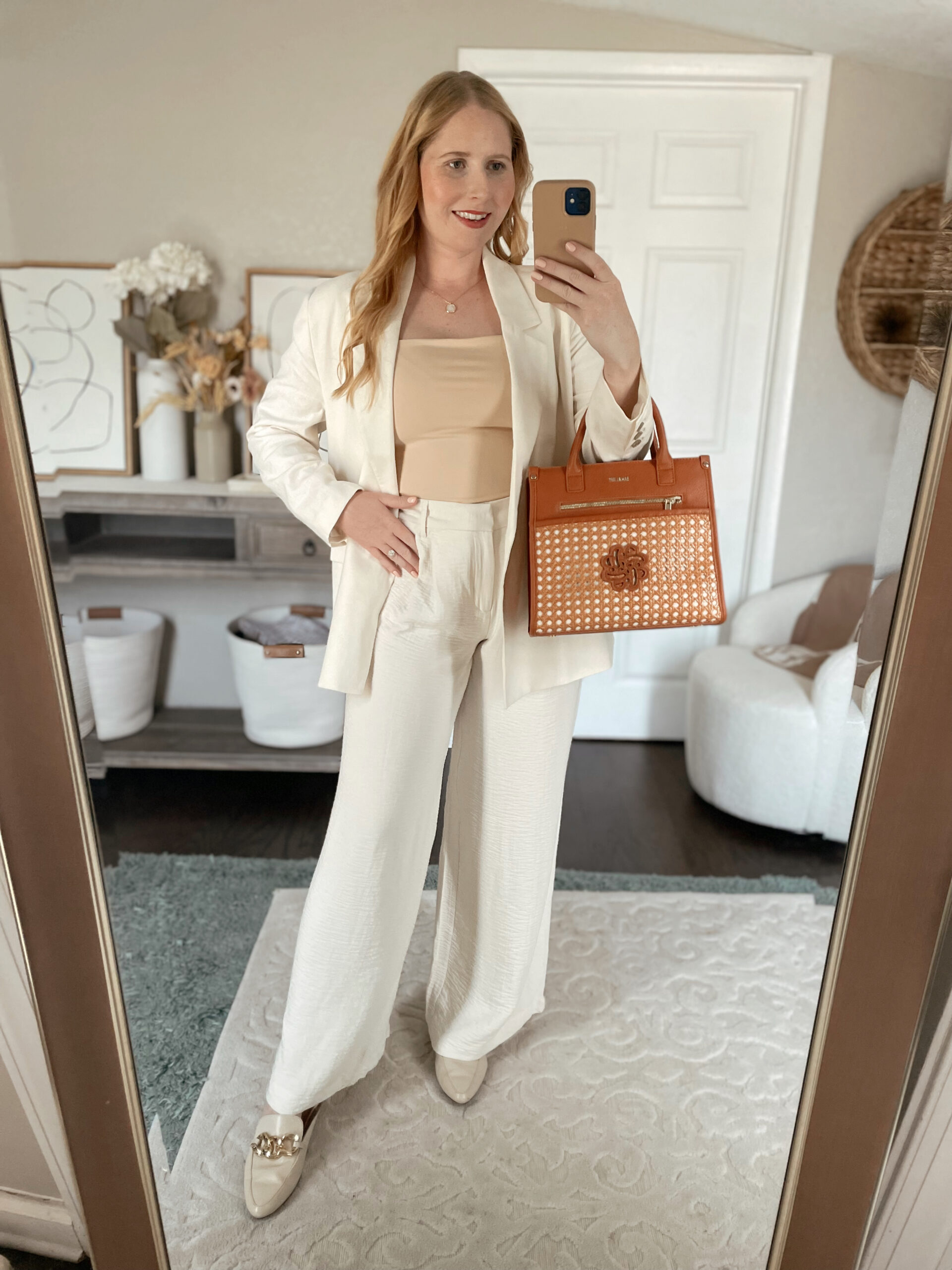 wide-leg pants how to wear under $100 white beige for the office