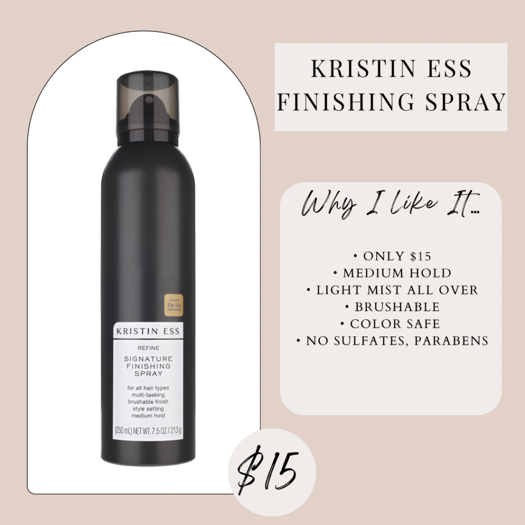 Kristin Ess Hair Refine Signature Finishing Hairspray for Hair Styling - Flexible Hold, Brushable Texture, Style Support for Straight, Textured, Wavy or Curly hair, Vegan, 7.5 oz