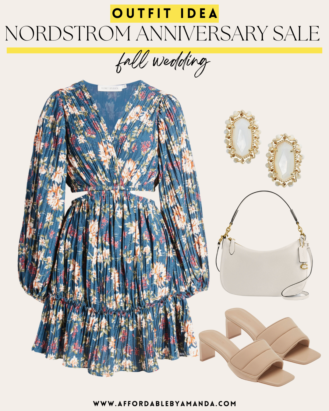 Floral Side Cutout Long Sleeve Dress 