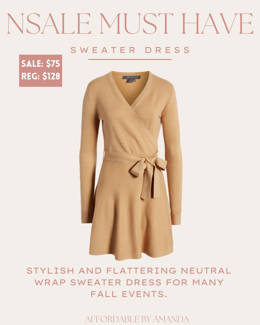 French Connection Long Sleeve Faux Wrap Sweater Dress