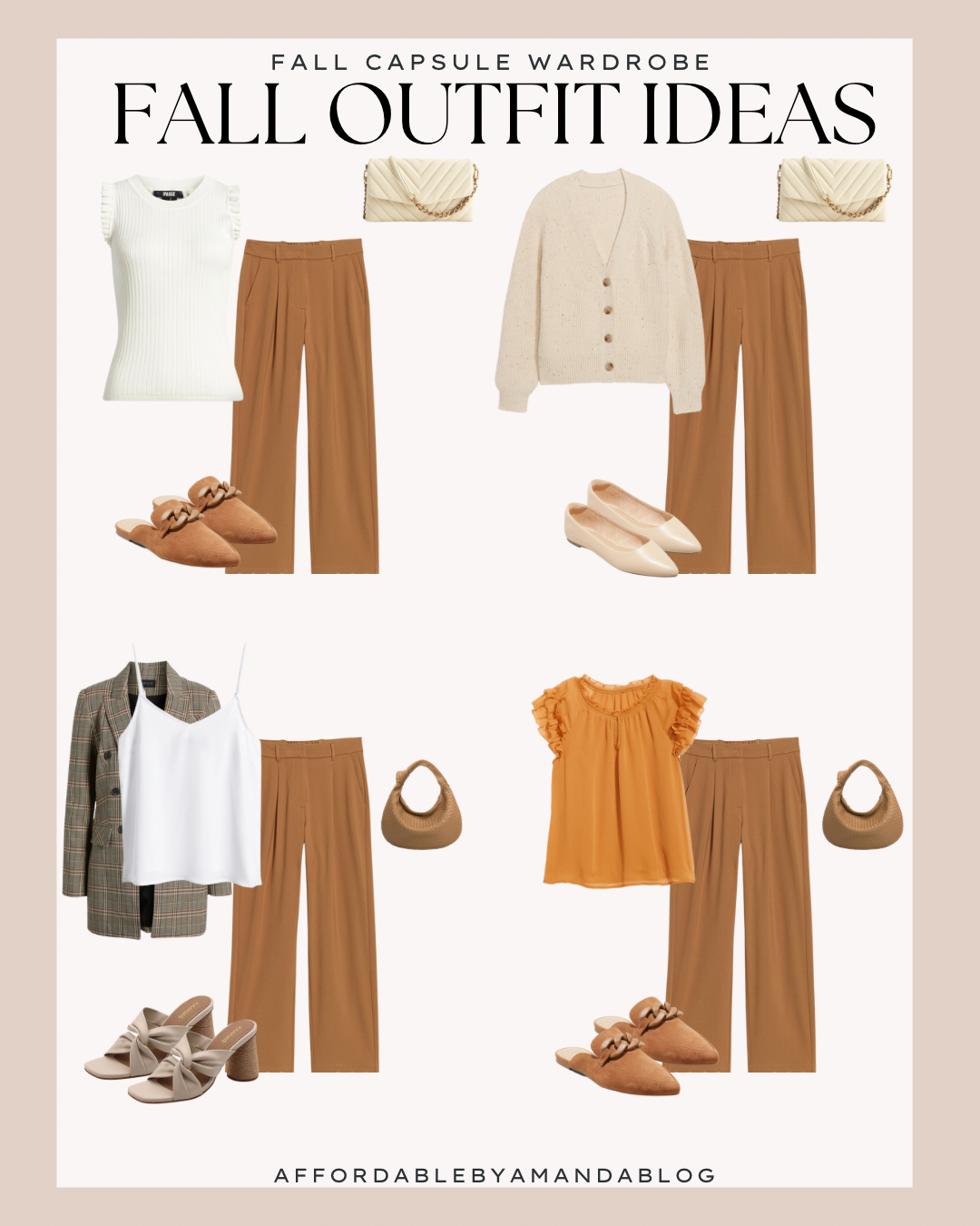 Fall Outfit Ideas Styling Neutral Wide Leg Trousers