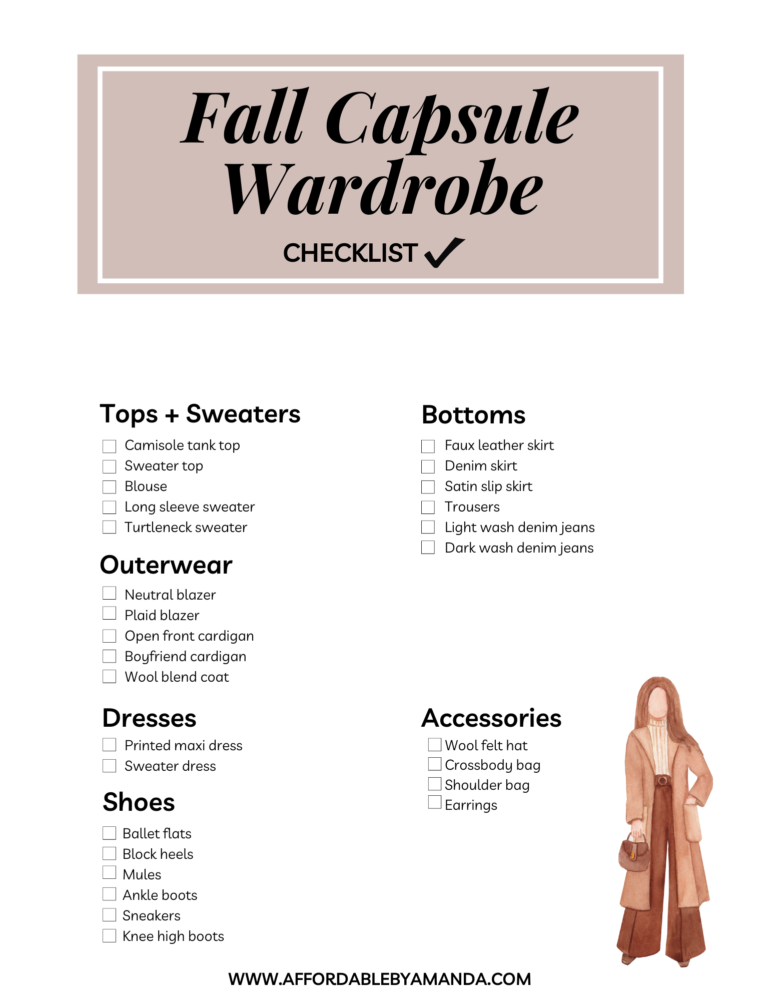 Fall 2023 Capsule Wardrobe Checklist - Affordable by Amanda
