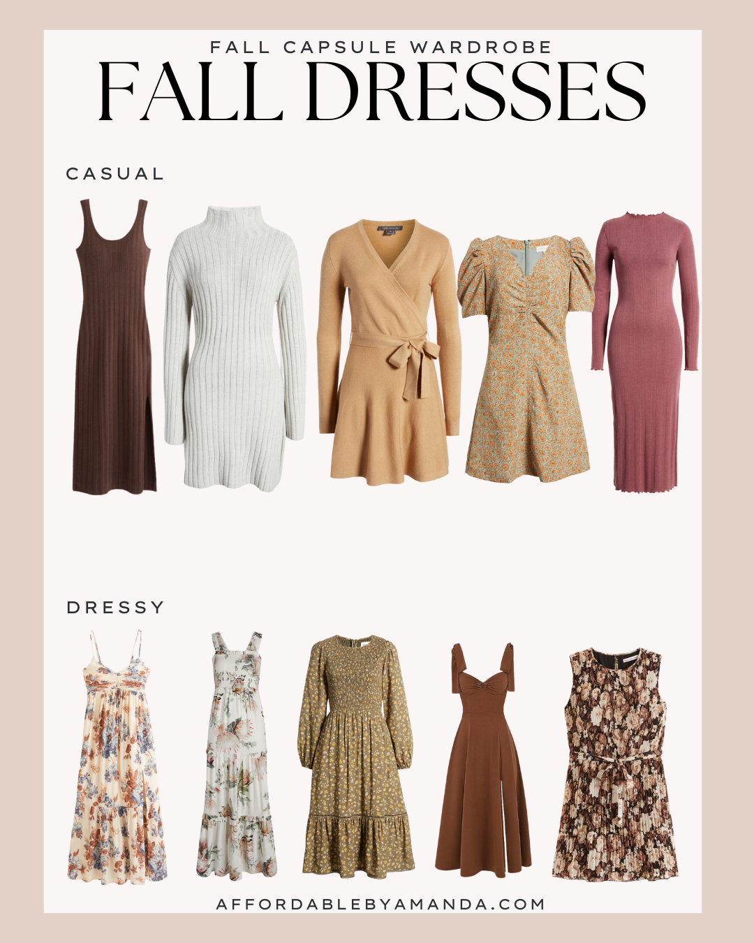 Fall Dresses for Fall Capsule Wardrobe 2023 - Affordable by Amanda