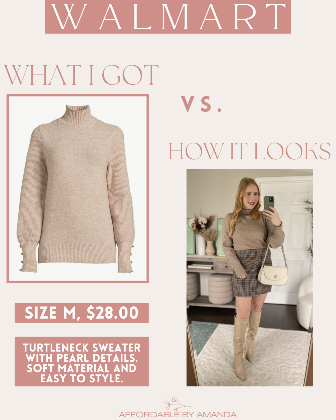 Scoop Women's Button Cuff Turtleneck Sweater 