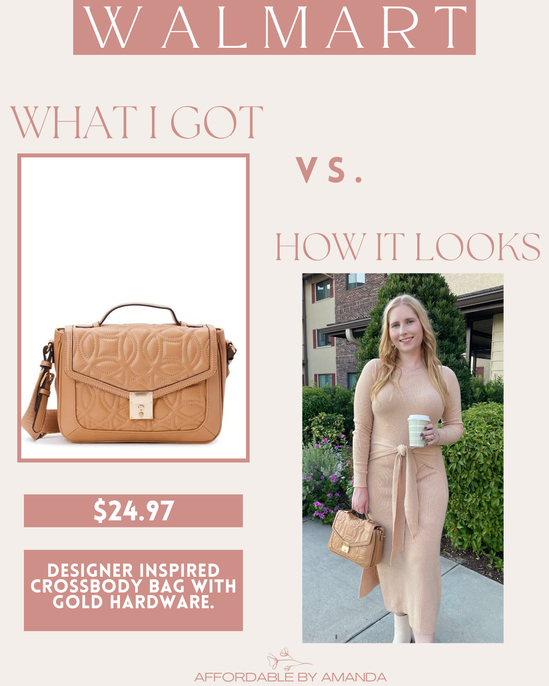 Time and Tru Women's Kate Flap Front Crossbody Handbag, Quilted Golden Honey | Top 10 Walmart Must Haves Under $50 | Styled Try-On Haul with fall fashion from Walmart