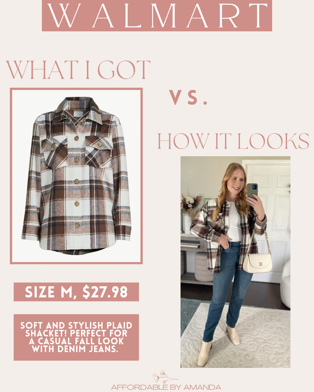 Time and Tru Women's Plaid Button Down Shacket - Walmart Fall Outfit Idea - 10 Walmart Must Haves for Fall 2023