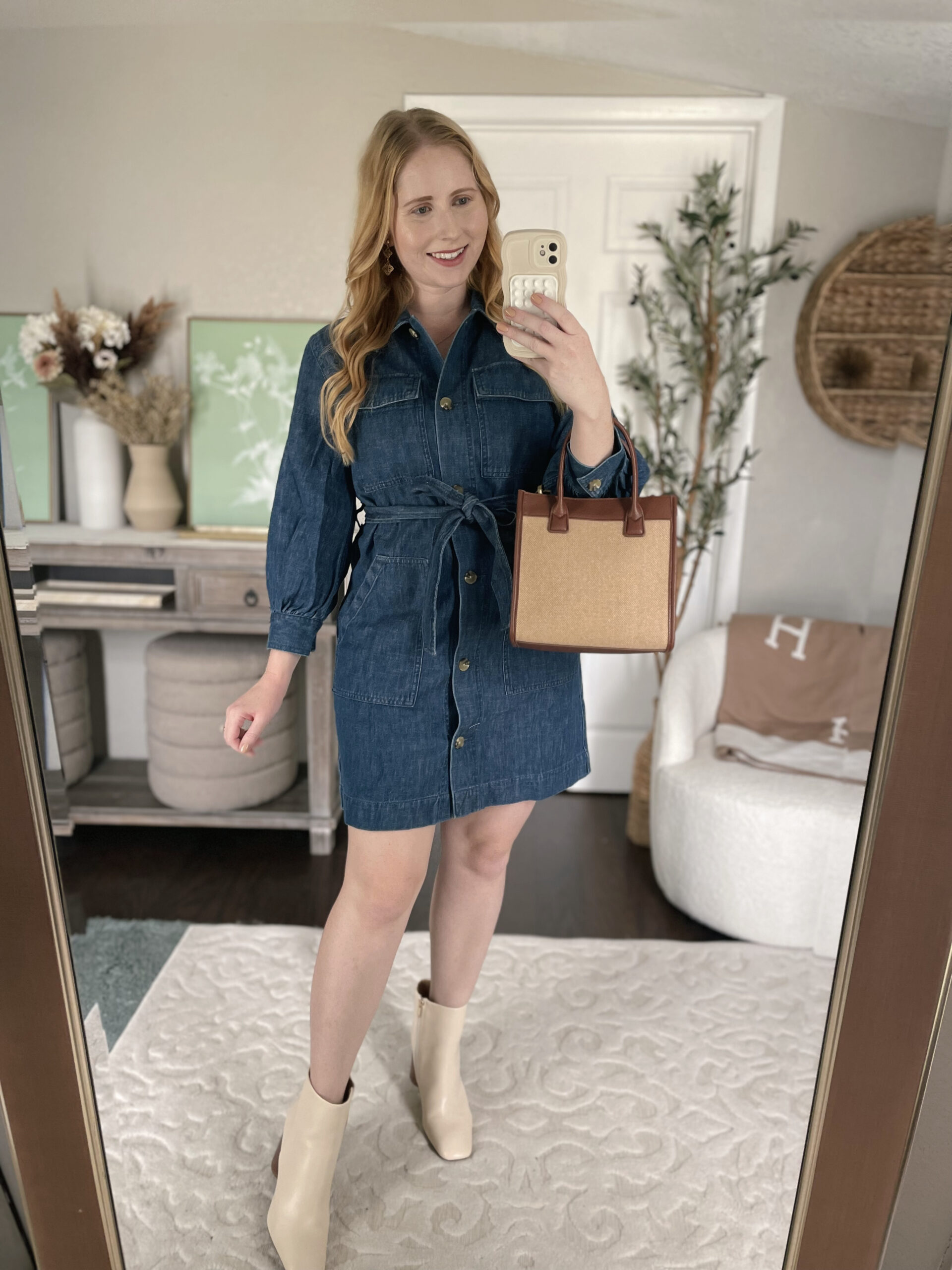 Free Assembly Women's Belted Utility Mini Dress with Long Sleeves - Fall Outfit Idea 2023