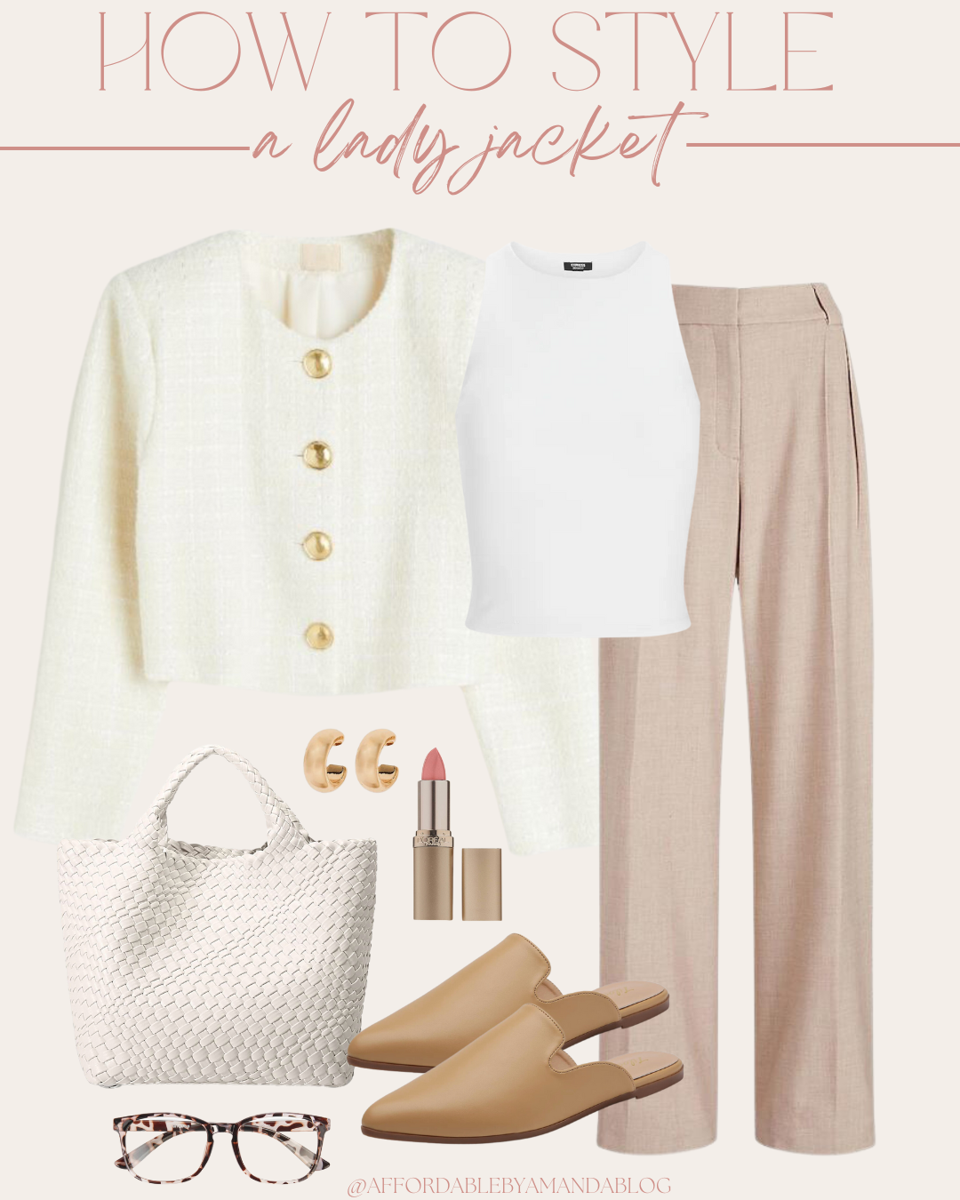 Affordable by Amanda shares how to wear a lady jacket - Tweed Ladies Jacket - Sweater Lady Jacket - J Crew Ladies Jacket - Lady Jacket Style