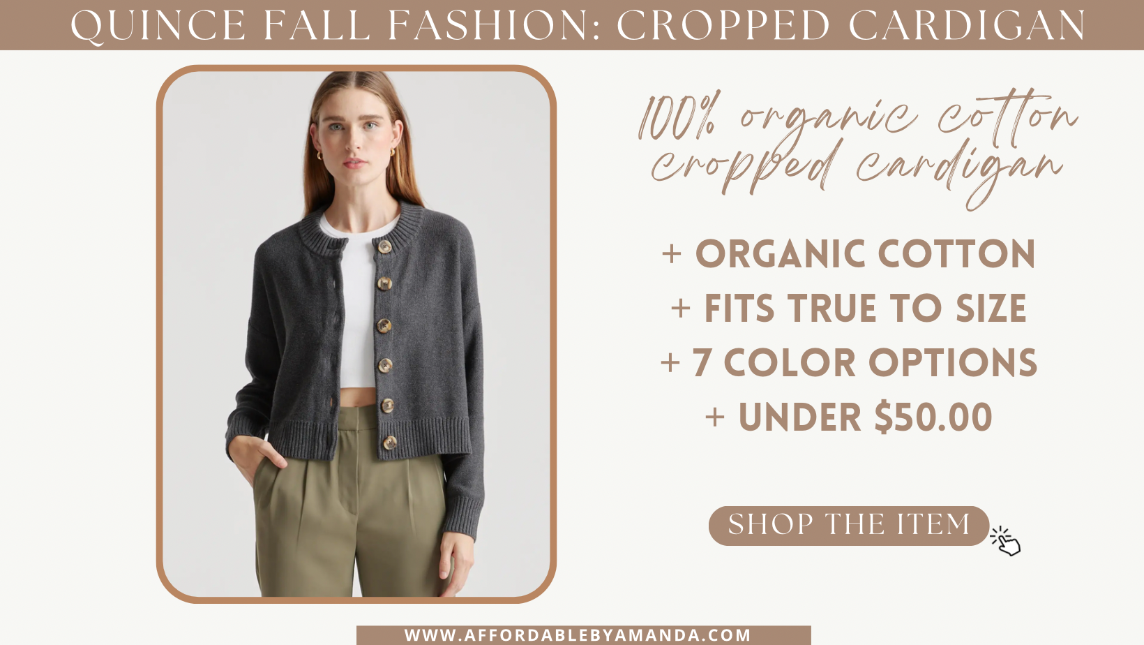 100% Organic Cotton Cropped Cardigan - Quince Fall Fashion Finds