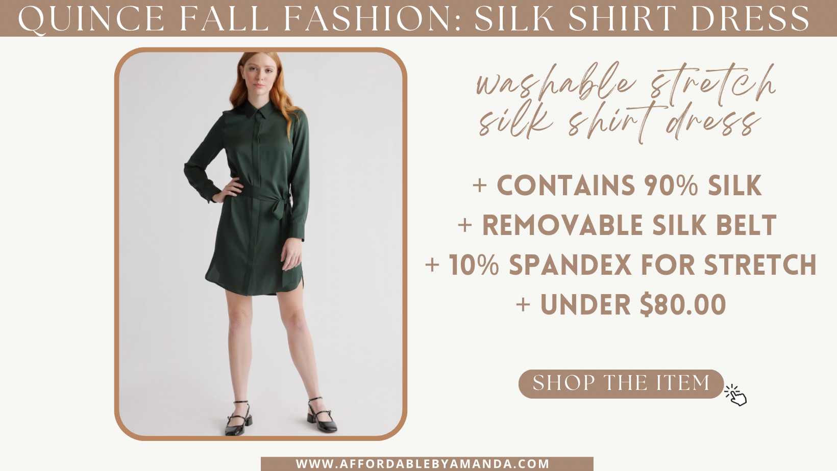 Quince Washable Stretch Silk Shirt Dress | Affordable by Amanda