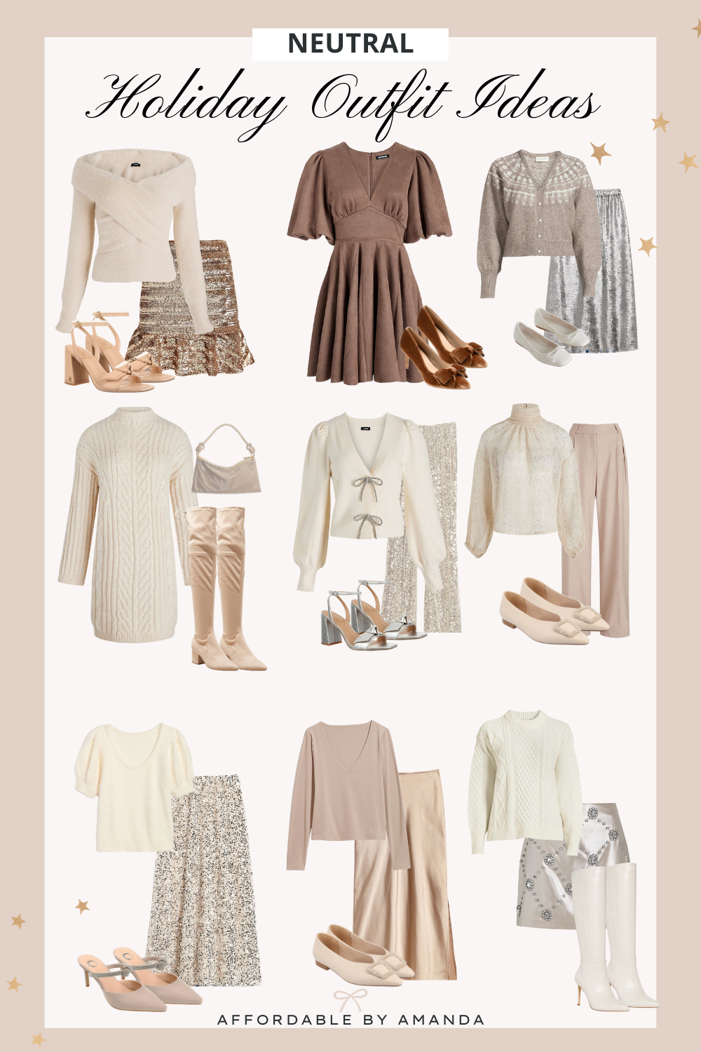 Neutral Holiday Outfits 2023 - Affordable by Amanda shares holiday outfits for women