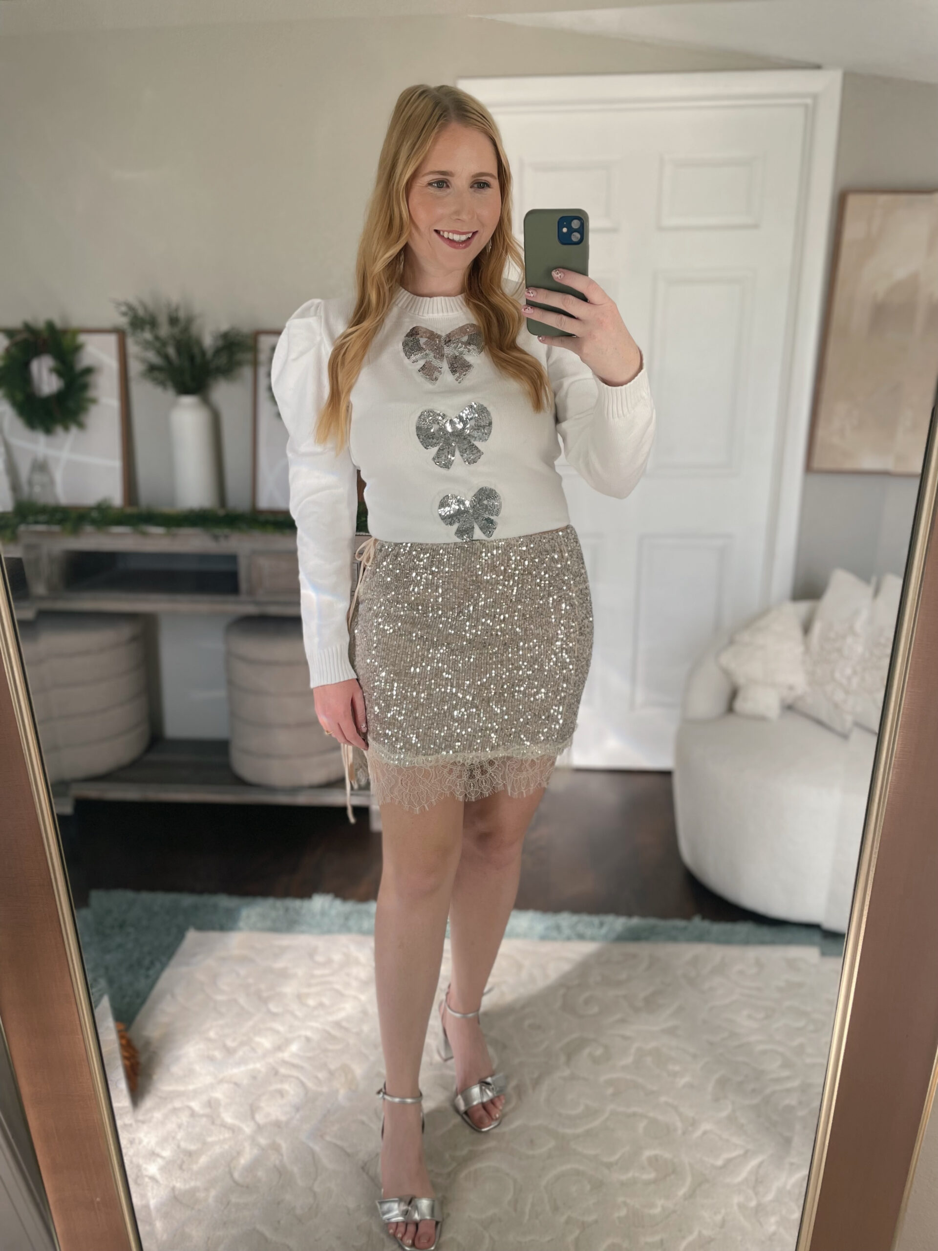 Avara Noel Sweater with Sequin Mini Skirt