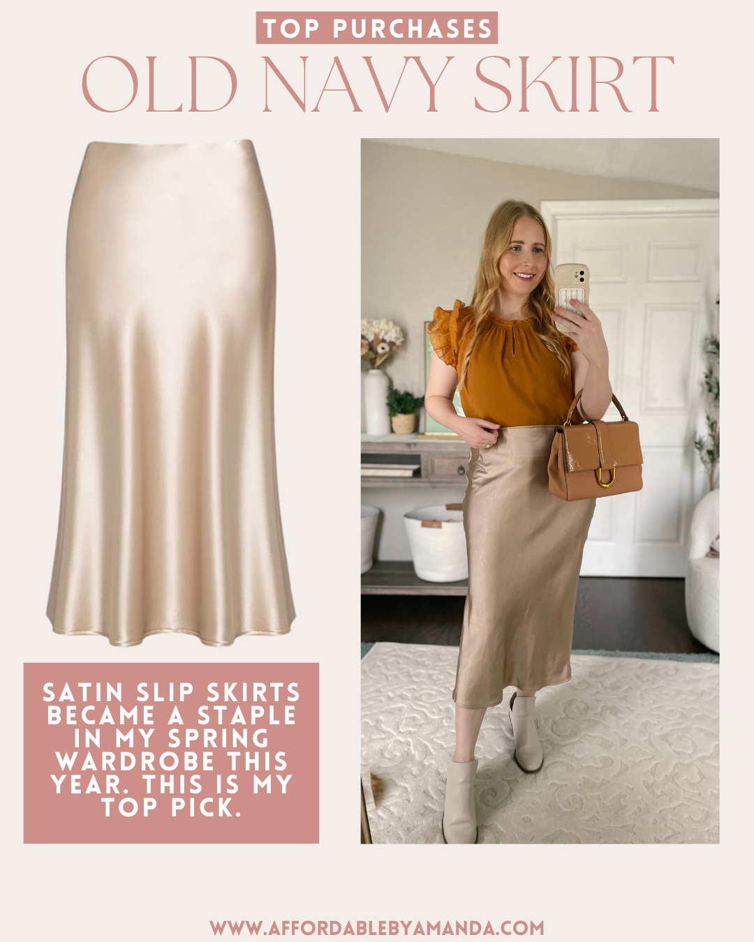 Satin Midi Slip Skirt for Women 